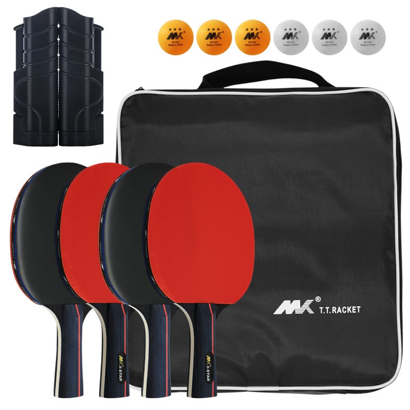 MK set za stolni tenis s pločom od topole, reverse glue guma, horizontalna raketa, duga drška