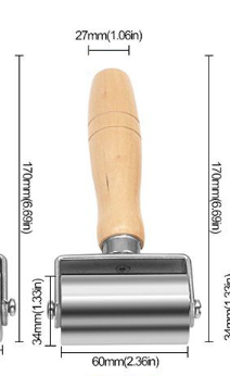 Валяк за пресоване на кожа „Направи си сам“ с дървена дръжка, здрав ръчно натискан валяк за пресоване и полагане на кожа