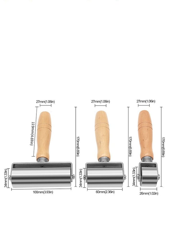 Валяк за пресоване на кожа „Направи си сам“ с дървена дръжка, здрав ръчно натискан валяк за пресоване и полагане на кожа