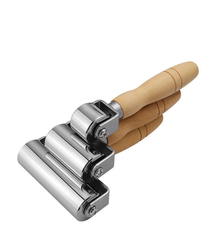 Валяк за пресоване на кожа „Направи си сам“ с дървена дръжка, здрав ръчно натискан валяк за пресоване и полагане на кожа