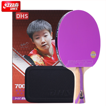 DHS raketa na stolný tenis typu shakehand s doskou z karbónových vlákien, reverse-glue guma, H7001/H7004