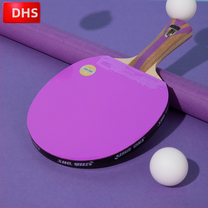 DHS raketa na stolný tenis typu shakehand s doskou z karbónových vlákien, reverse-glue guma, H7001/H7004
