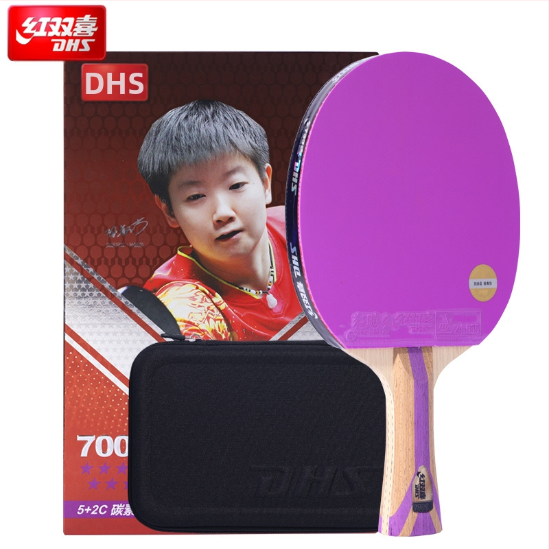 DHS raketa na stolný tenis typu shakehand s doskou z karbónových vlákien, reverse-glue guma, H7001/H7004