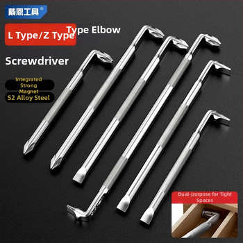 Dane uholový skrutkovač, magnetický, Z- a L-tvar, s krížovým (Phillips) a šesťuholníkovým (Allen) bitom, 90° ohyb, Cr-V oceľ