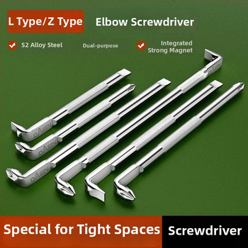 Dane uholový skrutkovač, magnetický, Z- a L-tvar, s krížovým (Phillips) a šesťuholníkovým (Allen) bitom, 90° ohyb, Cr-V oceľ