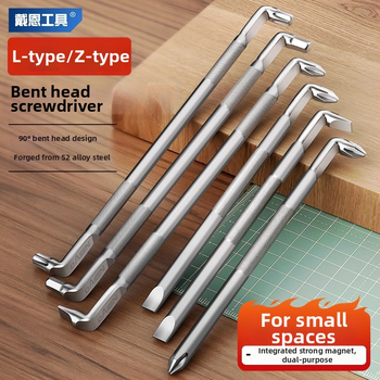 Dane uholový skrutkovač, magnetický, Z- a L-tvar, s krížovým (Phillips) a šesťuholníkovým (Allen) bitom, 90° ohyb, Cr-V oceľ