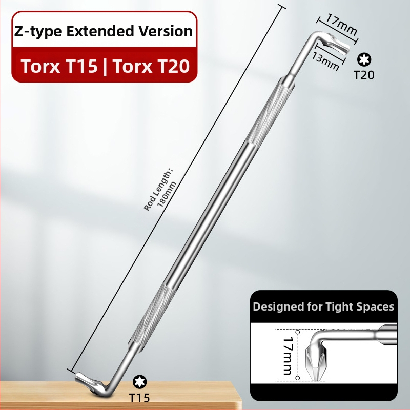 Dane uholový skrutkovač, magnetický, Z- a L-tvar, s krížovým (Phillips) a šesťuholníkovým (Allen) bitom, 90° ohyb, Cr-V oceľ