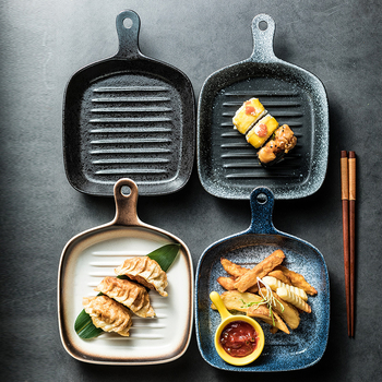 Keramički pleh za pečenje s ručkom – mikrovalna sigurnost, japanski stil, završna obrada s pod-glazurom