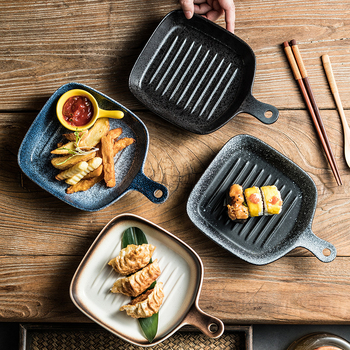 Keramički pleh za pečenje s ručkom – mikrovalna sigurnost, japanski stil, završna obrada s pod-glazurom