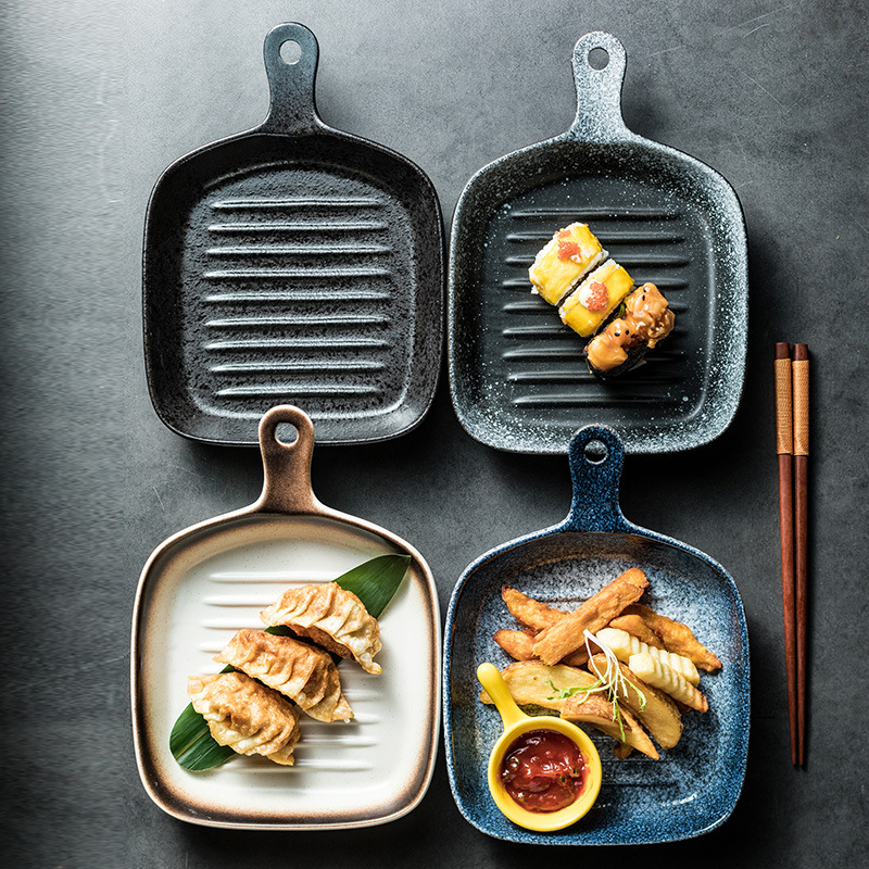 Keramički pleh za pečenje s ručkom – mikrovalna sigurnost, japanski stil, završna obrada s pod-glazurom
