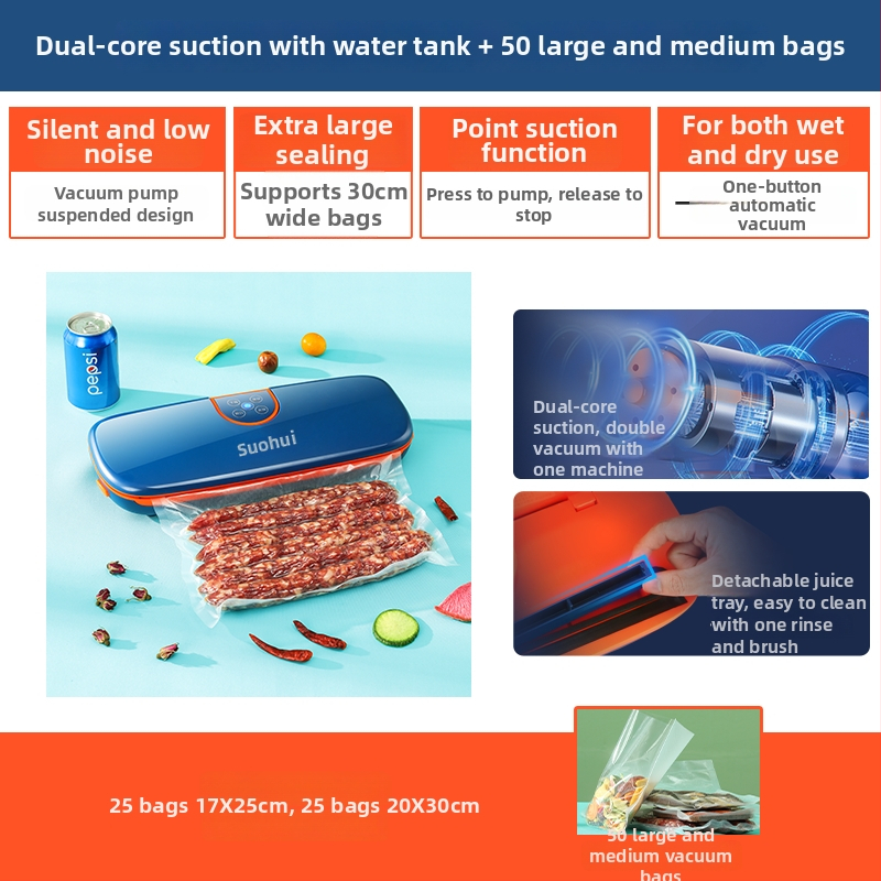 Vakuová baliaca stroj pre domáce použitie, model FK-A01; objem balenia 1 m³; značka Other