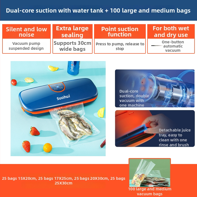 Vakuová baliaca stroj pre domáce použitie, model FK-A01; objem balenia 1 m³; značka Other