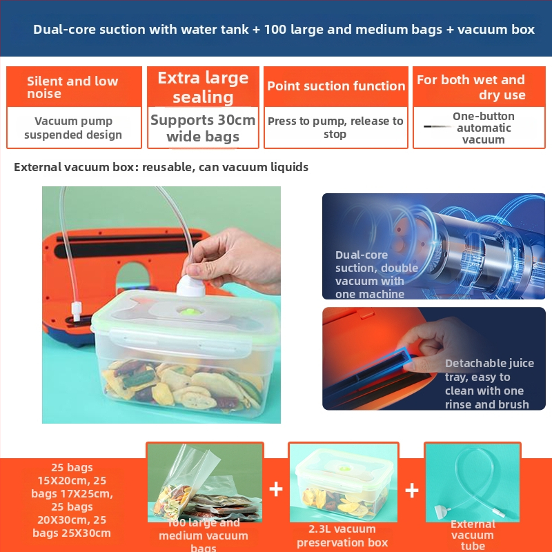 Vakuová baliaca stroj pre domáce použitie, model FK-A01; objem balenia 1 m³; značka Other