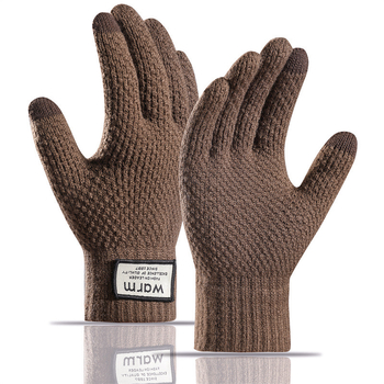 Χοντρά ανδρικά γάντια φθινοπώρου-χειμώνα, ιδανικά για ποδηλασία και μαθητές, ζεστά και άνετα, πλεκτά μάλλινα γάντια με επένδυση από φλις, για πέντε δάχτυλα, συμβατά με οθόνη αφής.