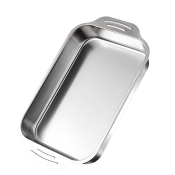 Rozsdamentes acél grill serpenyő fedővel, négyzet alakú, elektrolízis felületű, mikró kompatibilis, logó nyomtatás és testreszabás elérhető