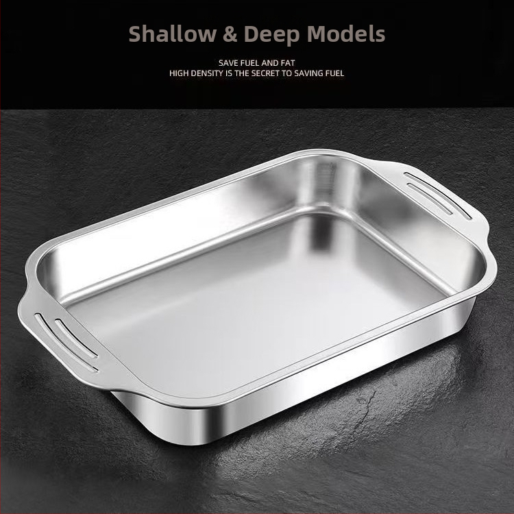 Rozsdamentes acél grill serpenyő fedővel, négyzet alakú, elektrolízis felületű, mikró kompatibilis, logó nyomtatás és testreszabás elérhető