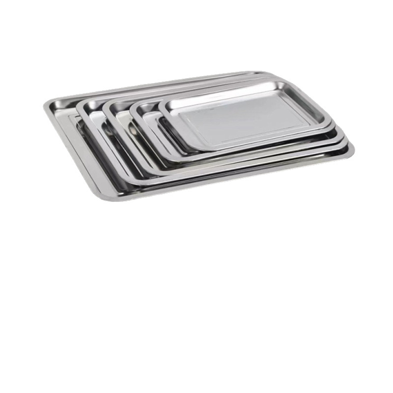 Farfurie din oțel inoxidabil, pătrată, cu fund plat, cu logo imprimat