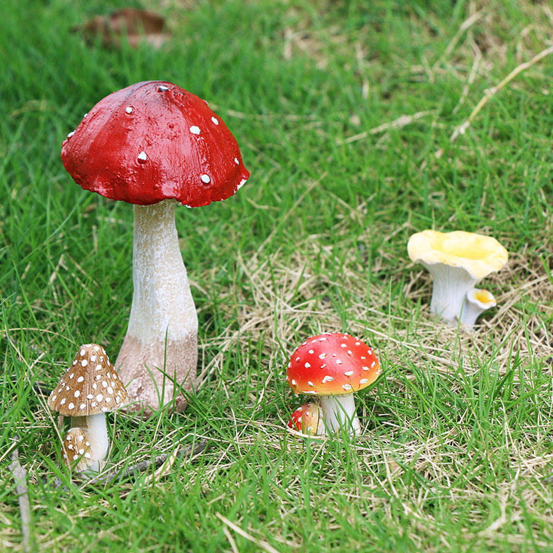 Ornament de grădină din rășină în formă de ciupercă pentru micro-peisaj, stil pastoral, manufactură semi-manuală și semi-mechanică