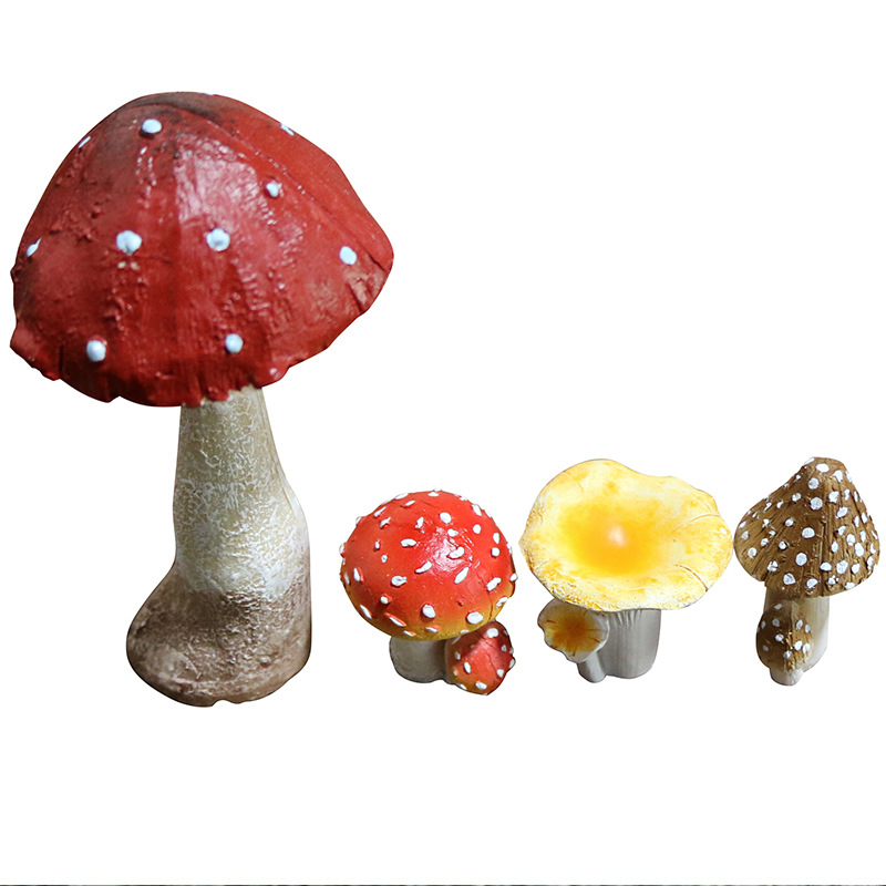 Ornament de grădină din rășină în formă de ciupercă pentru micro-peisaj, stil pastoral, manufactură semi-manuală și semi-mechanică
