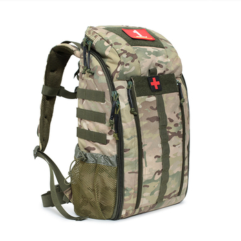 Rucsac tactico-medical pentru activități în aer liber, cu capacitate mare; material Oxford respirabil, rezistent la uzură; bretele de umăr curbate.