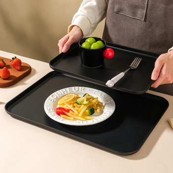 Farfurie din plastic, pătrată, suprafață mată, stil Nordic, compatibil cu microunde