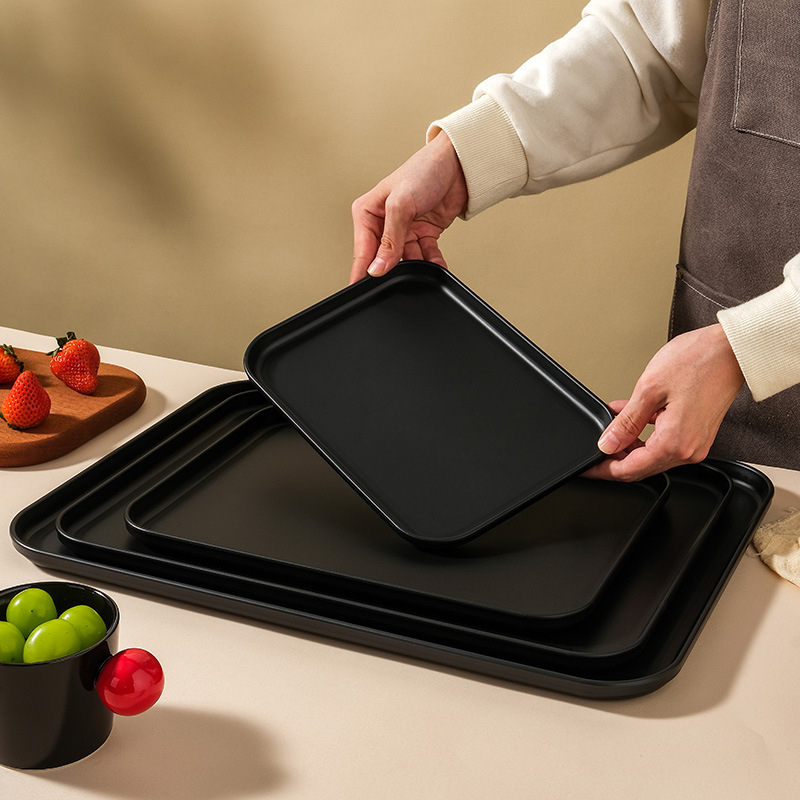 Farfurie din plastic, pătrată, suprafață mată, stil Nordic, compatibil cu microunde