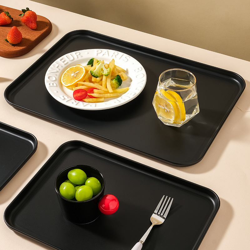 Farfurie din plastic, pătrată, suprafață mată, stil Nordic, compatibil cu microunde