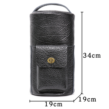 Geantă de piele cilindrică pentru bărbați, de tip chest bag – piele naturală, strat din piele de vită primă, stil de călătorie pentru agrement, design extensibil, căptușeală poliester-bumbac