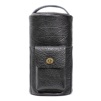 Geantă de piele cilindrică pentru bărbați, de tip chest bag – piele naturală, strat din piele de vită primă, stil de călătorie pentru agrement, design extensibil, căptușeală poliester-bumbac