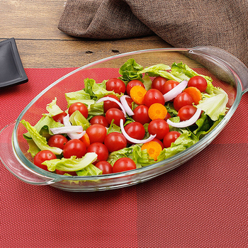 Farfurie dreptunghiulară din sticlă, rezistentă la temperatură, culoare solidă, stil nordic