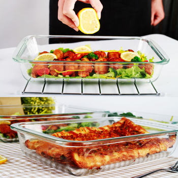 Farfurie dreptunghiulară din sticlă, rezistentă la temperatură, culoare solidă, stil nordic