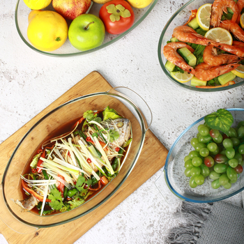 Farfurie dreptunghiulară din sticlă, rezistentă la temperatură, culoare solidă, stil nordic