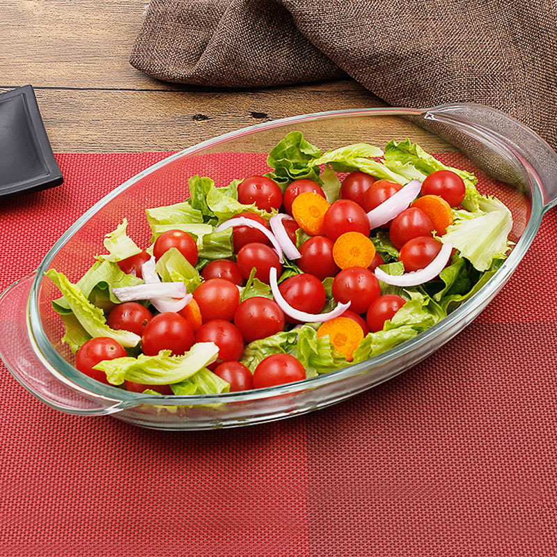 Farfurie dreptunghiulară din sticlă, rezistentă la temperatură, culoare solidă, stil nordic