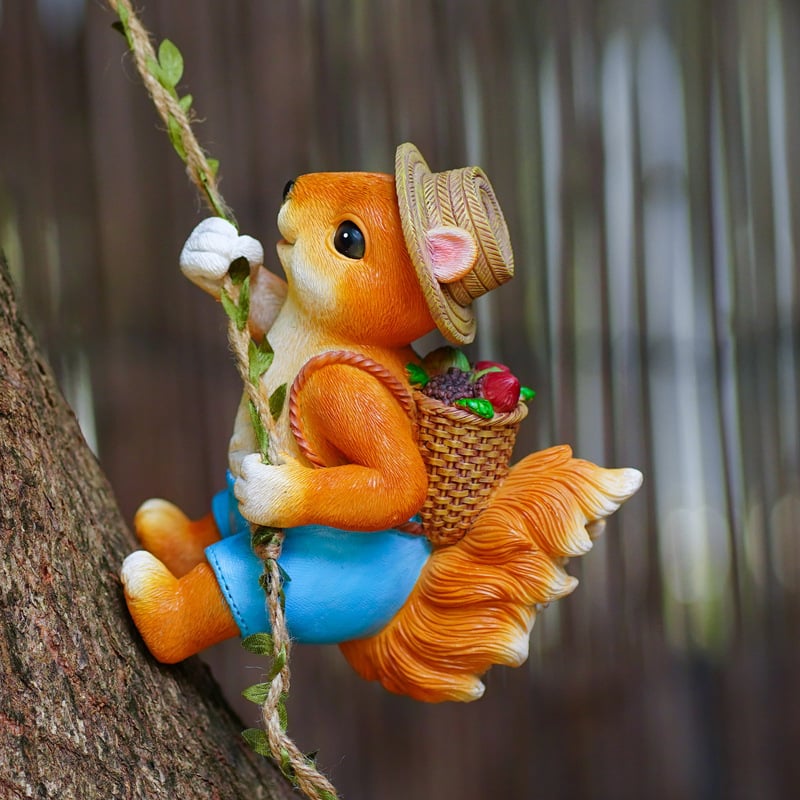 Viseći ukras za vrt s zekom koji se penje na drvo (Materijal: smola; Stil: moderni minimalistički; IP ovlašteno: Ne)