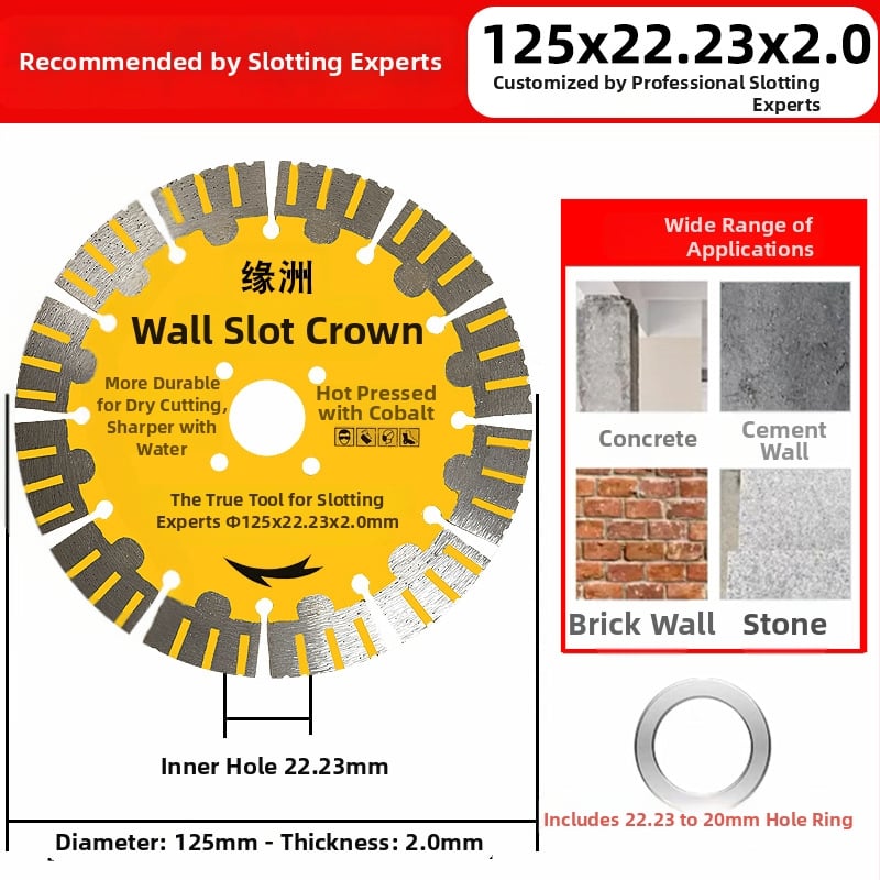 Δίσκος διαμαντι για υγρή κοπή πέτρας, συμβατός με γωνιακό τροχό και μηχανή κοπής πέτρας, Xindongrui, μέγ. 22.000 rpm