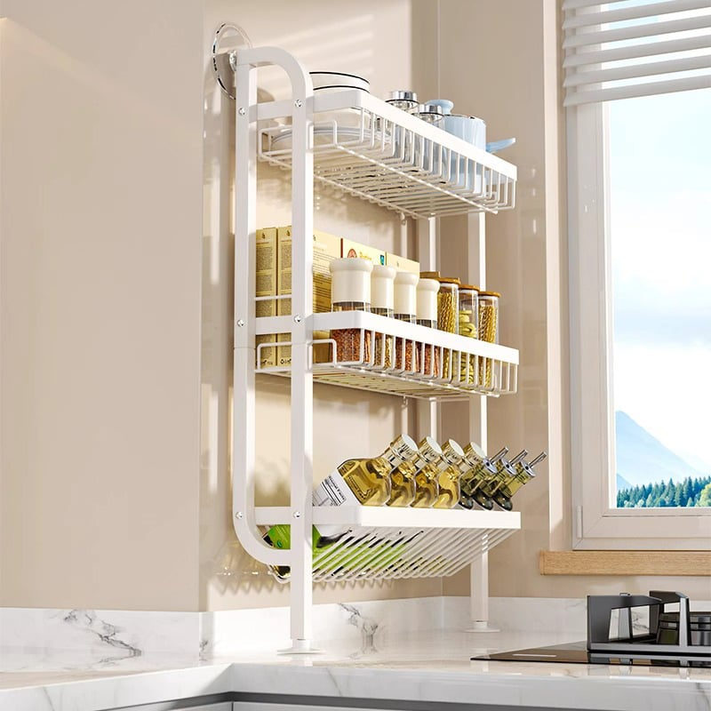 Stalak za začine u kuhinji - uski rub, za ploču ili zidni montažu, od ugljičnog čelika, bez bušenja