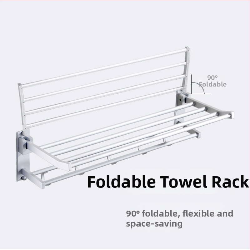 Držiak na uteráky z hliníka do kúpeľne, dvojposchodový, povrchová úprava: anodická oxidácia, model Space Aluminum Storage Rack, značka Huixin, nosnosť 10 kg