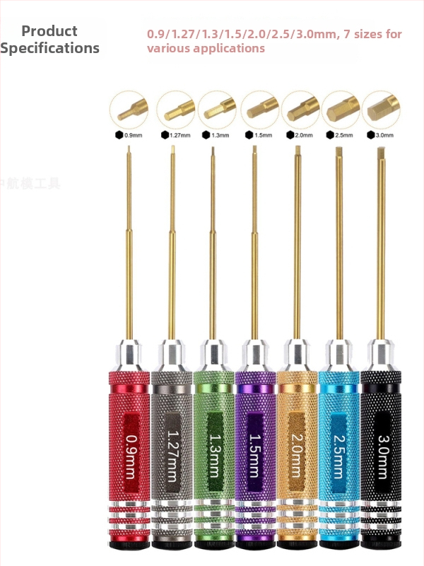 Sada šesťuholníkových skrutkovačov pre modely lietadiel a áut, titanom potiahnutá tvrdená oceľ, viacúčelové demontážne a montážne nástroje, obsahuje kľúč a držač nástrojov