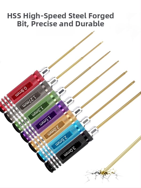 Sada šesťuholníkových skrutkovačov pre modely lietadiel a áut, titanom potiahnutá tvrdená oceľ, viacúčelové demontážne a montážne nástroje, obsahuje kľúč a držač nástrojov