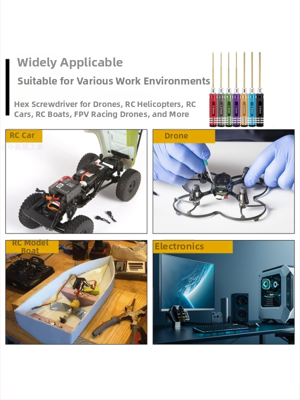 Sada šesťuholníkových skrutkovačov pre modely lietadiel a áut, titanom potiahnutá tvrdená oceľ, viacúčelové demontážne a montážne nástroje, obsahuje kľúč a držač nástrojov