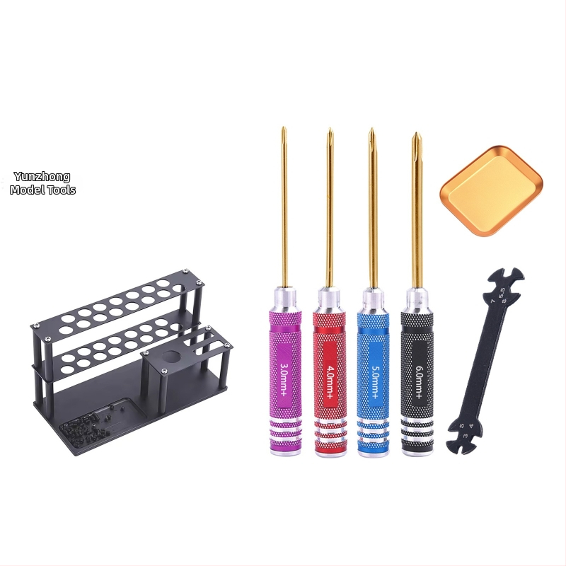 Sada šesťuholníkových skrutkovačov pre modely lietadiel a áut, titanom potiahnutá tvrdená oceľ, viacúčelové demontážne a montážne nástroje, obsahuje kľúč a držač nástrojov