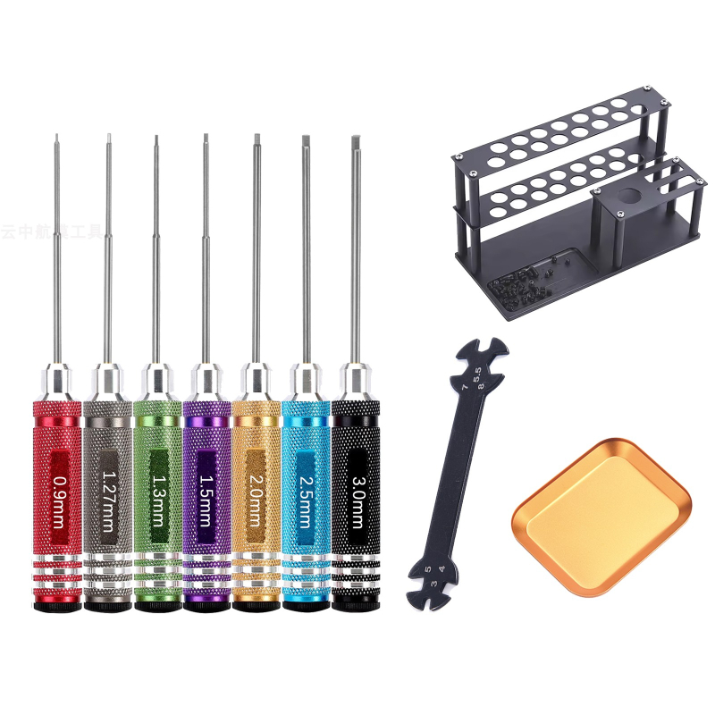 Σετ εξαγωνικών κατσαβιδιών για μοντέλα αεροπλάνων και αυτοκινήτων, με επίστρωση τιτανίου και σκληρυμένο χάλυβα, πολλαπλών χρήσεων για αποσυναρμολόγηση και συναρμολόγηση, συμπεριλαμβάνει κλειδί και θήκη εργαλείων