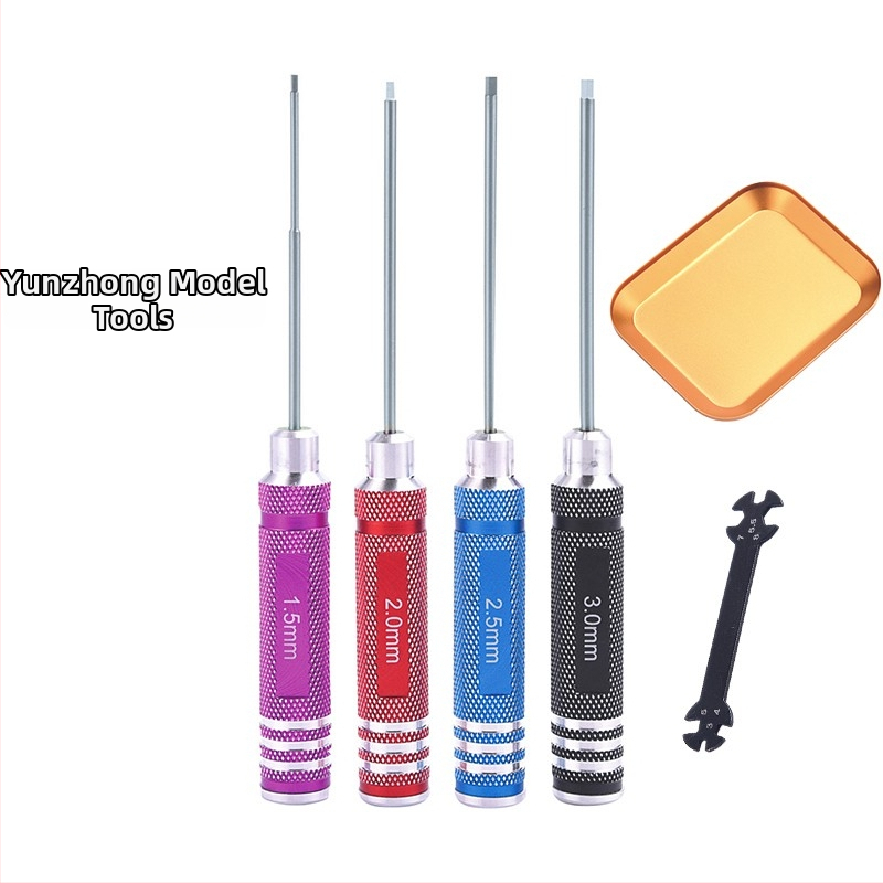 Sada šesťuholníkových skrutkovačov pre modely lietadiel a áut, titanom potiahnutá tvrdená oceľ, viacúčelové demontážne a montážne nástroje, obsahuje kľúč a držač nástrojov