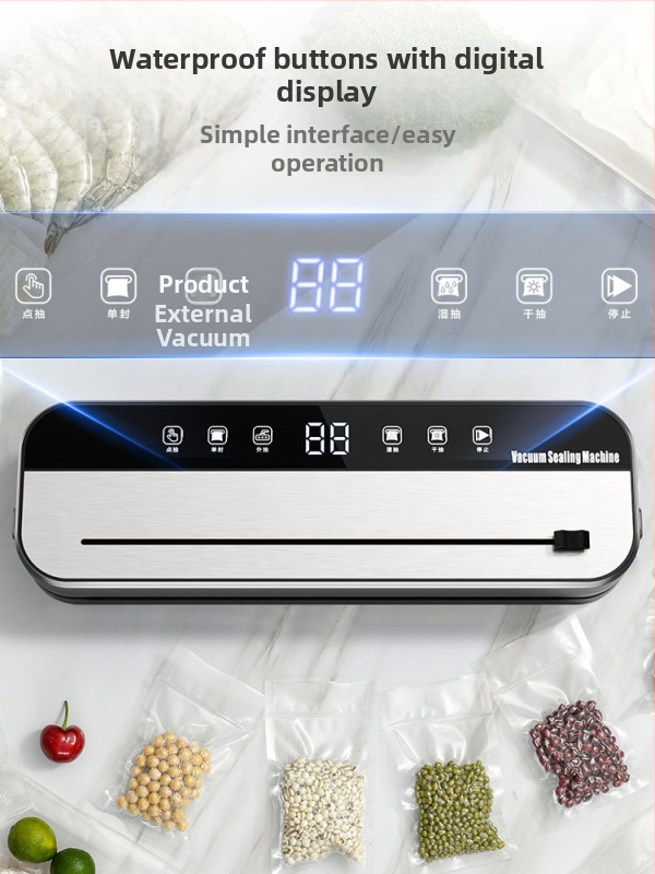 Plne automatický vákuový baliaci stroj na potraviny, pre domáce aj komerčné použitie, vhodný na mokré aj suché zložky, plastové uzatváranie a zachovanie čerstvosti