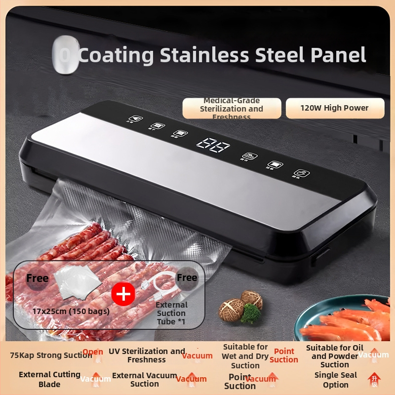 Plne automatický vákuový baliaci stroj na potraviny, pre domáce aj komerčné použitie, vhodný na mokré aj suché zložky, plastové uzatváranie a zachovanie čerstvosti