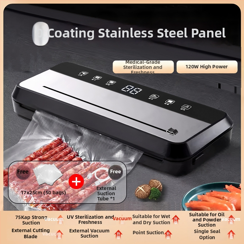 Plne automatický vákuový baliaci stroj na potraviny, pre domáce aj komerčné použitie, vhodný na mokré aj suché zložky, plastové uzatváranie a zachovanie čerstvosti