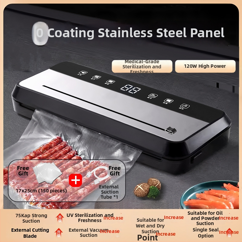 Plne automatický vákuový baliaci stroj na potraviny, pre domáce aj komerčné použitie, vhodný na mokré aj suché zložky, plastové uzatváranie a zachovanie čerstvosti