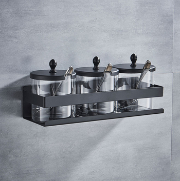 Rozsdamentes acél falra szerelhető fűszertartó polc, konyhai és fürdőszobai tároló, fúrás nélküli telepítés, modern minimalista stílus, testreszabható 1001