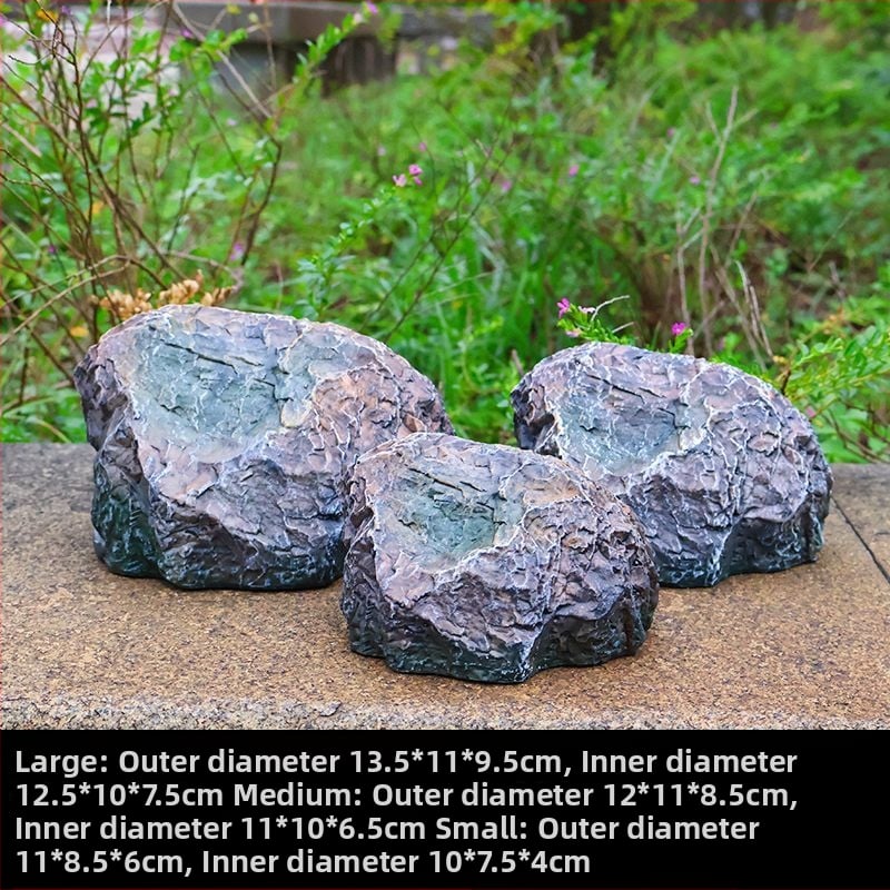 Кутия за ключове с тайно пространство за съхранение за градина на открито – смолна изработка, каменно-подобен дизайн, китайски стил