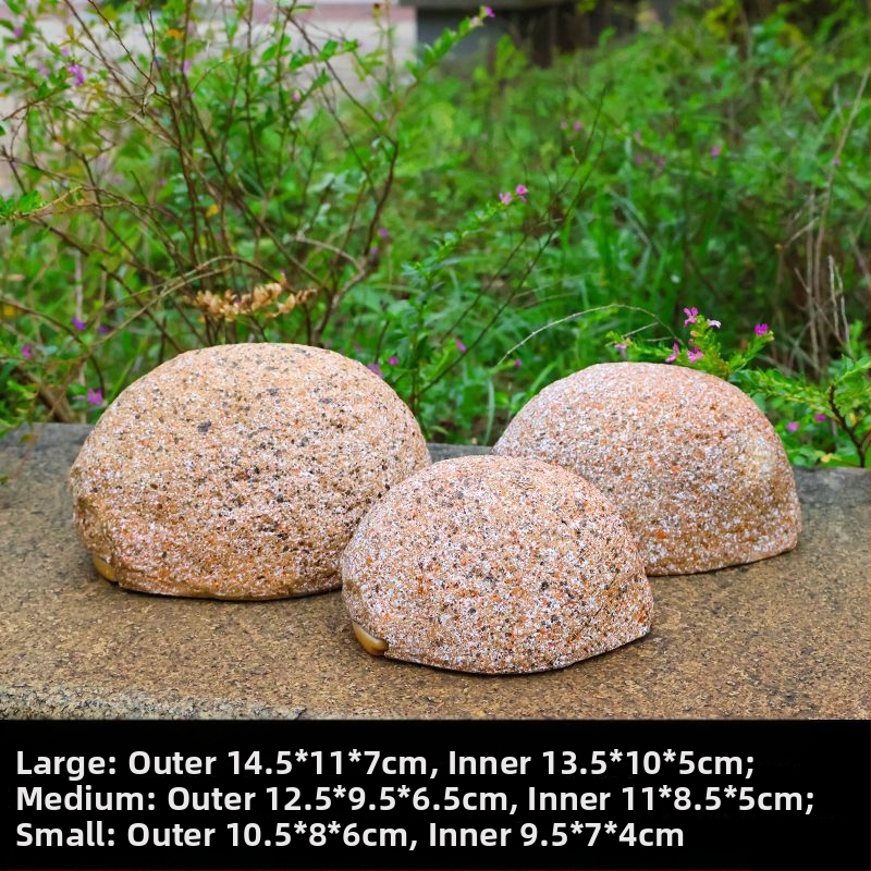 Кутия за ключове с тайно пространство за съхранение за градина на открито – смолна изработка, каменно-подобен дизайн, китайски стил